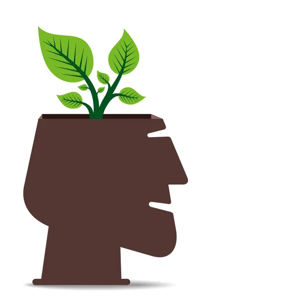 Plant in human head concept — Stock Vector