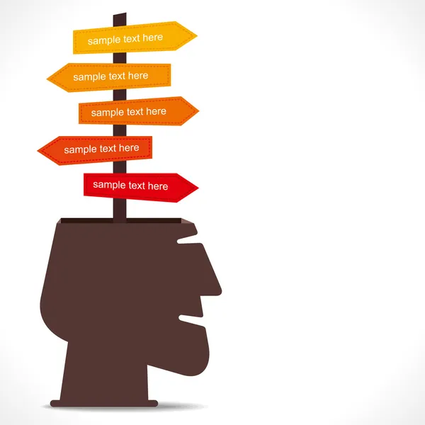 Rota ou outra seta direção informação na cabeça humana —  Vetores de Stock