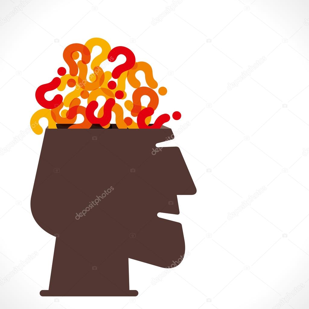 Human head with full of question mark