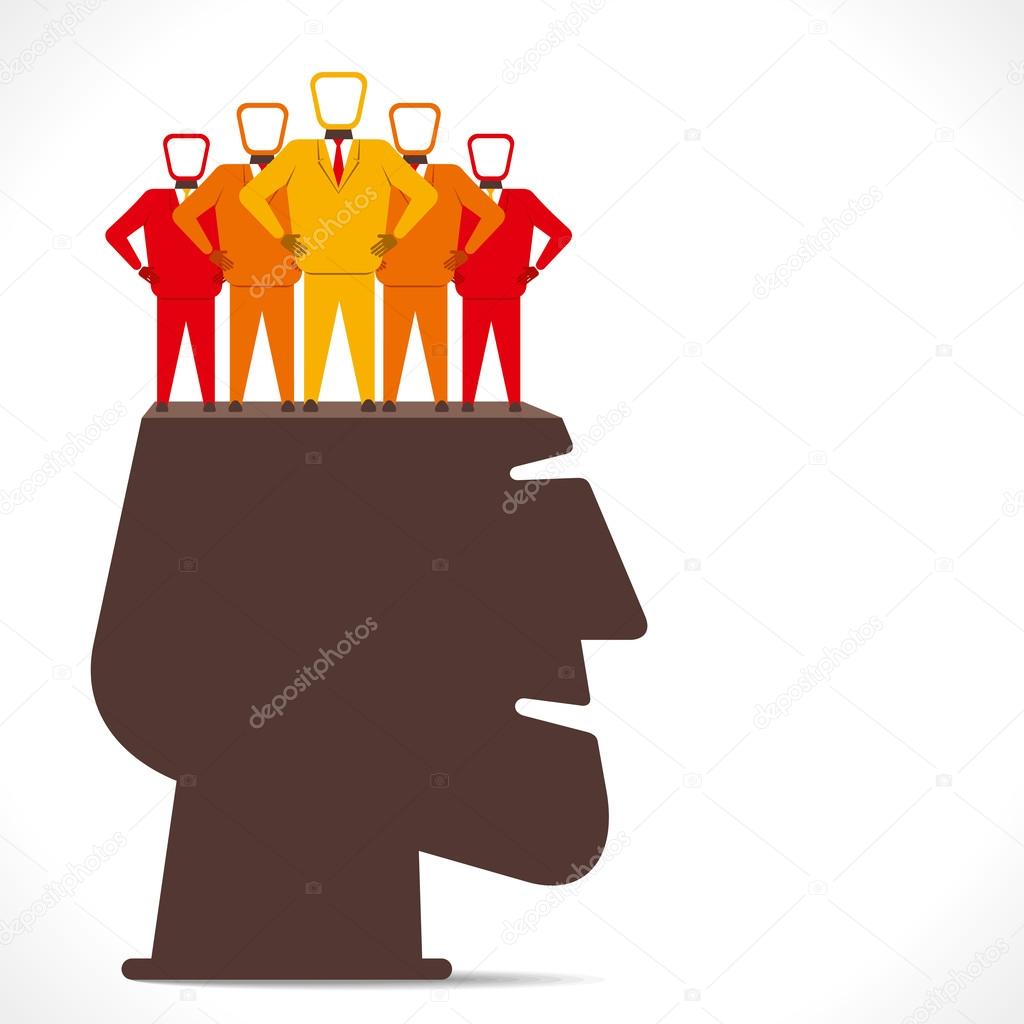 People team stand in human head concept