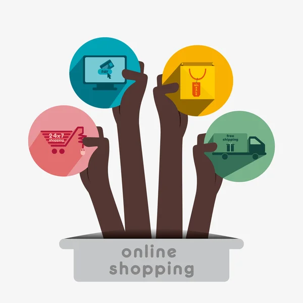 Online shopping icon concept vector — Stock Vector