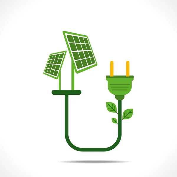 Plug connect to solar panel — Stock Vector