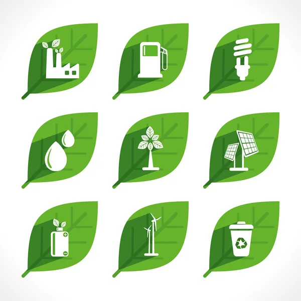 Green energy or eco icons — Stock Vector