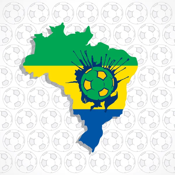 Карта Бразилии с футболом — стоковый вектор