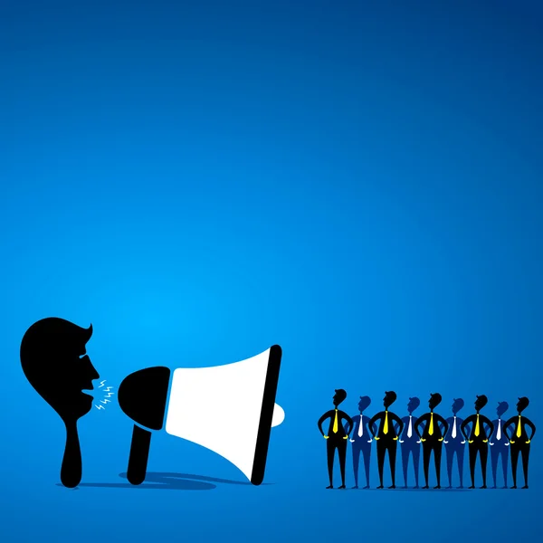 Homens com alto-falante grande para membro da equipe — Vetor de Stock