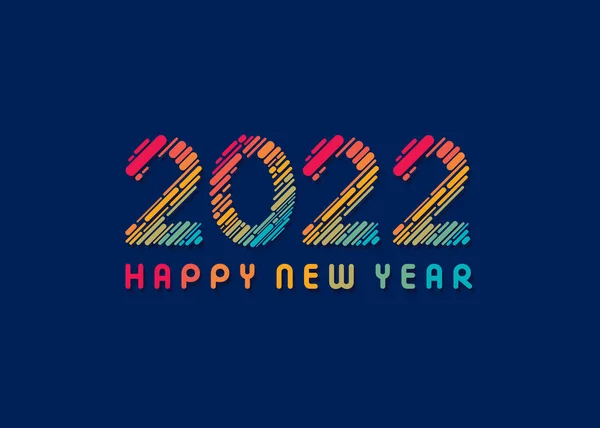 Feliz Año Nuevo 2022 Diseño Saludo Con Concepto Rayas Colores — Vector de stock
