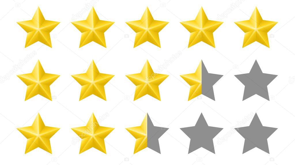 Star review rating vector icons. Website product review stars.