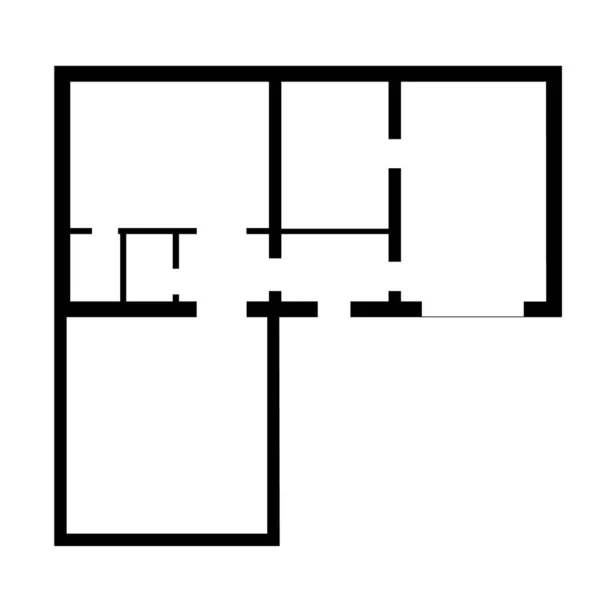 家やアパートのシンプルなフラットアイコンを計画します。白の背景に単純な青写真の線のアイコン。ベクトルイラスト。家の建築スケッチ。建物の図面。ベクトル — ストックベクタ