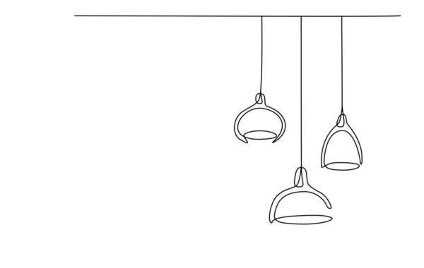 连续线灯和灯泡 一线图灯罩 灯泡矢量的单线绘图说明 最低限度设计背景 — 图库矢量图片