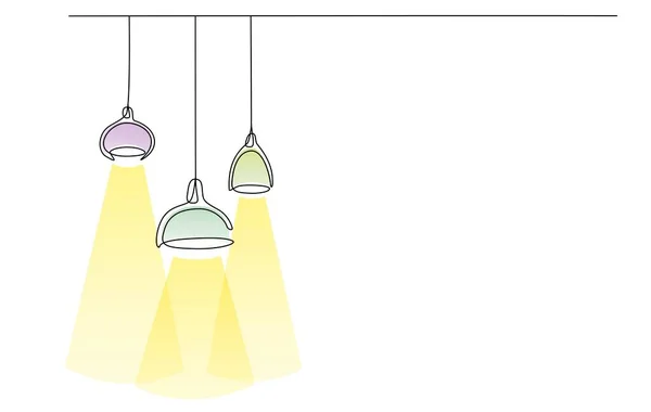 Непрерывные Лампы Линии Луковицы Цветовой Формы Одна Линия Рисунка Светлых — стоковый вектор