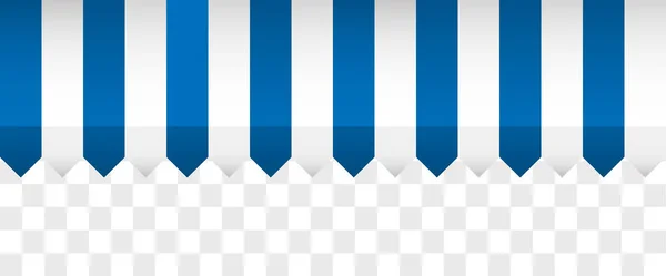 シームレスなお店の目覚め 青と白の縞模様白い背景に市場のためのテントの太陽の日陰 コマーシャル コピー ベクターイラストパターン — ストックベクタ