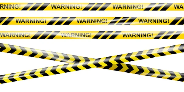 Realistic Construction Crossing Caution Tape Warning Signs Construction Area Crime — Stock Vector