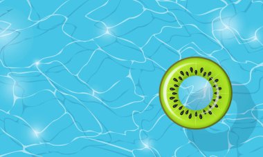 Okyanus, deniz ve su yüzeyindeki havuz için yüzme çemberi kivi. Yaz partisi için yüzme yüzüğü. Şişirilebilir renkli plastik oyuncak meyvesi. Yüzme ringinde yaşa. Yaz tatili ya da seyahat güvenliği.