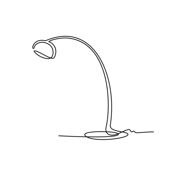 Linea Continua Lampada Terra Stanza Una Linea Disegno Mobili Casa — Vettoriale Stock