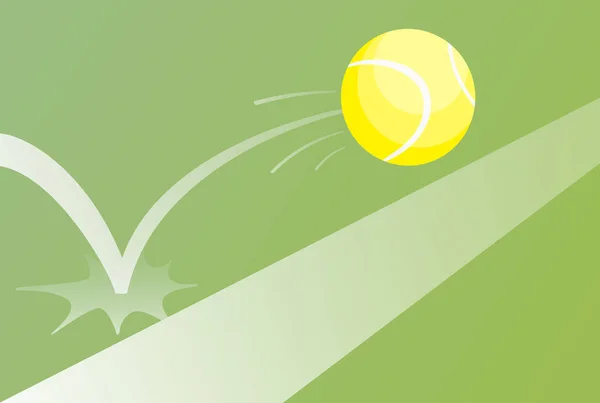 Прыжки Большой Теннисный Мяч Траекторией Вращения Игровом Поле Возле Линии — стоковый вектор