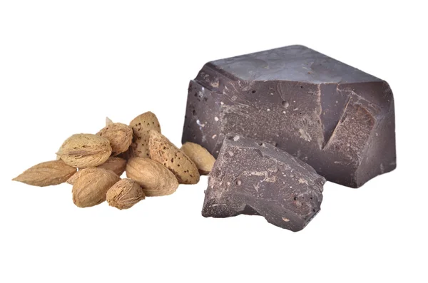 Kousky čokolády s ořechy — Stock fotografie