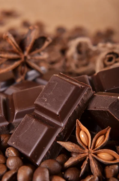 Chocolade en specerijen — Stockfoto