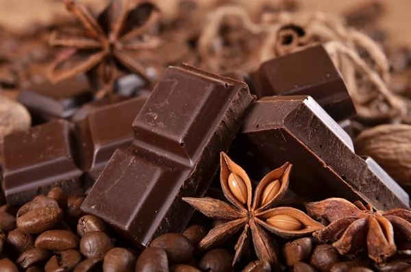 Chocolade en specerijen — Stockfoto