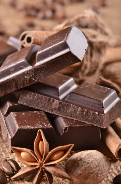 Chocolade en specerijen — Stockfoto