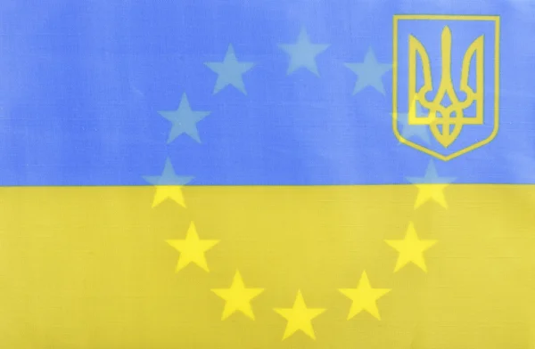 Ukrainian flag and EU — Stock Photo, Image