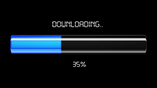 Downloading and uploading process animation with percentage. Blue color. HD 1080. — Stock Video