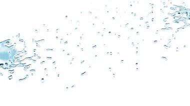 Mavi, ağır çekim portre için çarpışma bırakır. Beyaz arka plan. HD 1080.