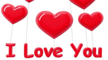 kalp şeklinde balonlar. Seni seviyorum. Alfa maskesi. HD 1080.