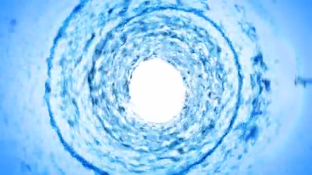 Water swirl stroomt op blauwe achtergrond met alpha masker in hd. — Stockvideo