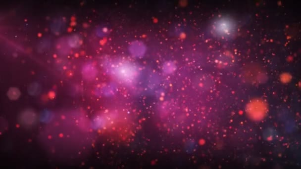 Fundo de estrelas com flares dentro e fora de foco, roxo e vermelho. HD 1080 . — Vídeo de Stock