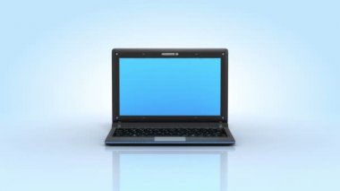 dizüstü açılış ekranı uçan kamera. Alfa maskesi için laptop ve ekran için maske video içerir.