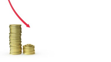 düşen paraları çubuklarıyla grafik. Alfa maskesi. HD 1080.