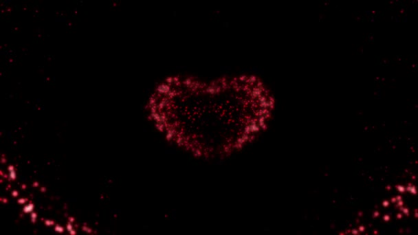 Cuore fatto di particelle rosse in animazione loop . — Video Stock