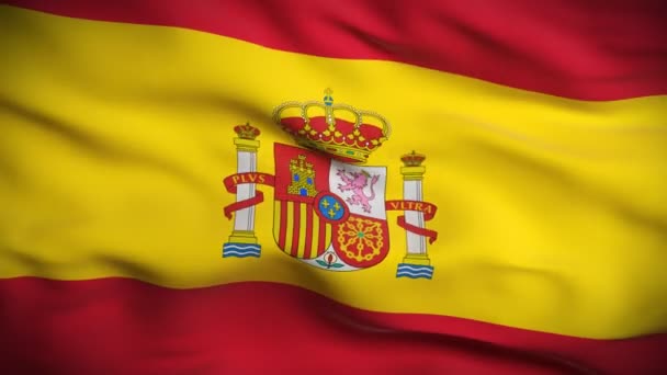 Высокодетальный флаг Испании вибрирует на ветру. Кредиты — стоковое видео