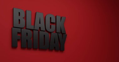 Siyah Cuma metni olarak satılan sembol - 3D İllüstrasyon