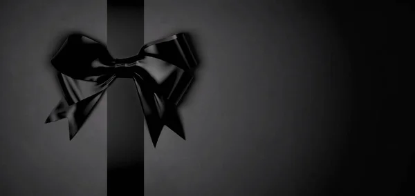 ギフトカード 黒リボン付き 3Dイラスト — ストック写真