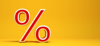arkaplanının önündeki yüzde satış sembolü - 3B İllüstrasyon