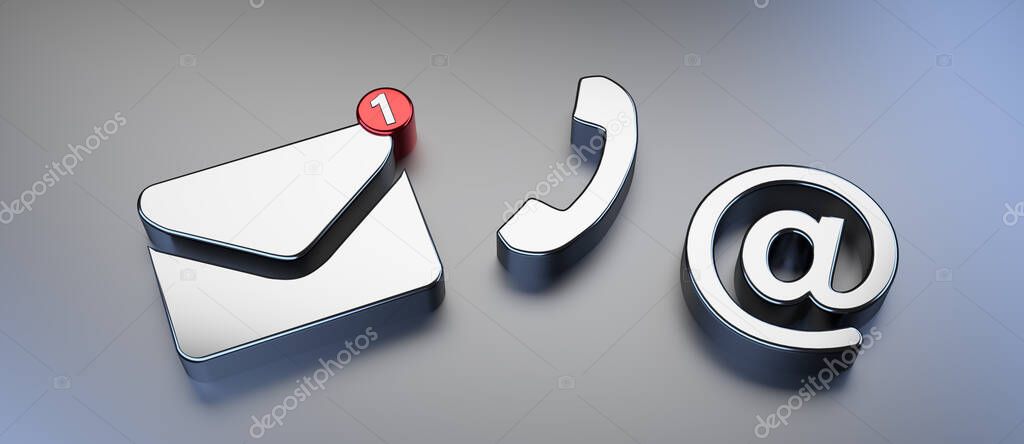 contact icon symbol as a part of communication - 3D Illustration