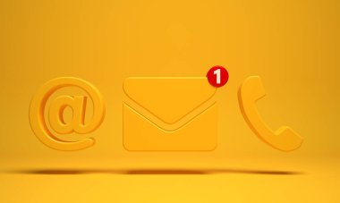 İletişimin bir parçası olarak iletişim simgesi - 3B İllüstrasyon