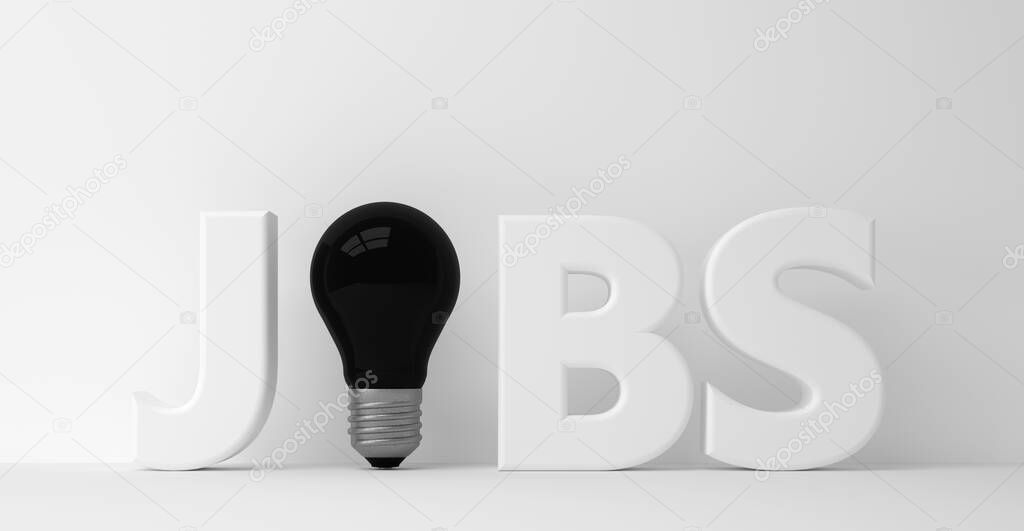 business jobs symbol as concept with light bulb - 3D Illustration