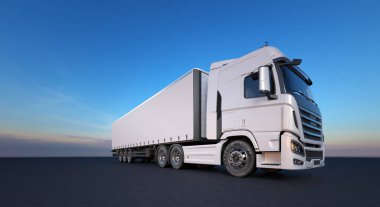 white truck for logistics company - 3D Illustration