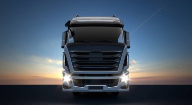 white truck for logistics company - 3D Illustration