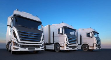 white truck for logistics company - 3D Illustration