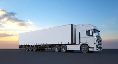 white truck for logistics company - 3D Illustration