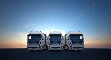 white truck for logistics company - 3D Illustration