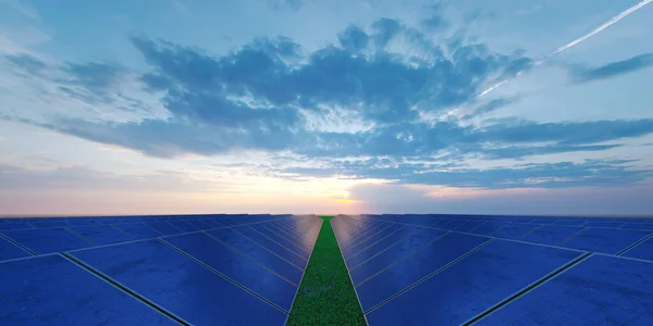Panel Energía Solar Paisaje Abierto Ilustración — Foto de Stock