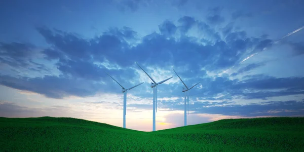 Windturbine Open Landschap Illustratio — Stockfoto