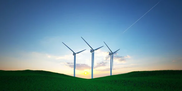 Větrná Turbína Otevřené Krajině Illustratio — Stock fotografie