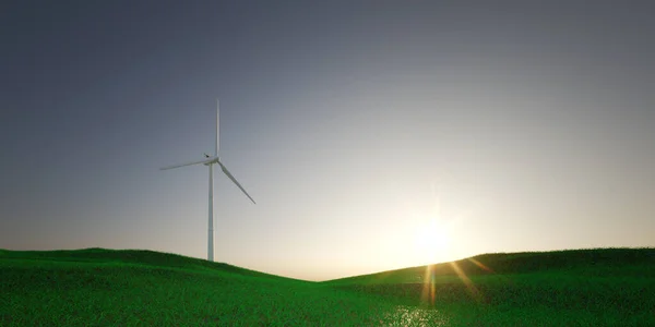 Turbina Eólica Paisagem Aberta Illustratio — Fotografia de Stock