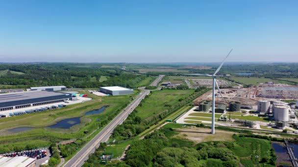 Aerial Footage Wind Turbine Electric Energy Creator Next Knostrop Sludge — Stock Video