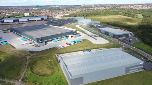 Zdjęcia Dronów Lotniczych Centrum Dystrybucyjnego Amazon Leeds West Yorkshire Wielkiej — Wideo stockowe